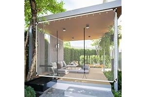 PXZYBD Outdoor Curtains,0.5mm Pvc Weatherproof Tarpaulin With Grommets,Waterproof Transparent Tarpaulin Side Panels for Pergola Gazebo,Clear Tarp Curtains With Zips,Customisable,W×H-3.5×2.5m(11.5 * 8.2ft)