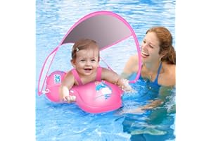‎LAYCOL LAYCOL Schwimmring Baby mit abnehmbarem Sonnendach, Kinder Schwimmreifen Baby Anti-Umkippen Aufblasbare Schwimmsitz das Schwimmbad Schwimmtrainer Baby Float für Baby ab 3-36 Monate