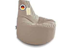 ‎PATCH HOME PATCH HOME Gamer Kissen & Lounge Sitzsack – befüllbar mit Reißverschluss, gefüllt mit Styropor, geeignet für In- & Outdoor. Perfekt als Gaming Sessel Sitzkissen (Beige - Ø 80cm x Höhe 90cm)