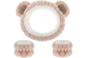 AOZUO Haarband Kosmetik für Make Up und Waschen, Bärenohren Elastisches Gesicht Handgelenk Waschband, Saugfähiges Abschmink Haarband für Mädchen Damen Yoga, Sport, Hautpflege Kosmetik Dusche