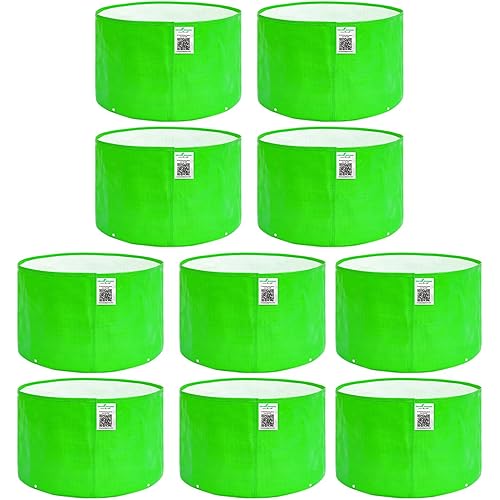 Anandi Green\'s HDPE UV-Protected 260 GSM Round Green Colour Plant Bags Suitable for Terrace and Vegetable Gardening 9X6 Inch Pack of 10