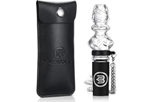 MY YIMI HOOKAH Yimi Hookah® Boquillas Cristal para Fumar | Boquillas Cachimba Personalizadas |Boquillas shisha con estuche de cuero PU y cadena de acero inoxidable | Accesorios Cachimba