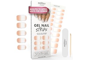 MOYOU LONDON Semi Cured Gel Nail Strips - 20 Pcs. Nail Wraps for Salon-Quality Manicure - Works with Any UV Lamp - Easy to Apply, Trim, & Remove Gel Stickers