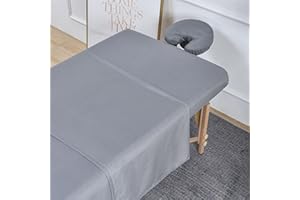 Kesfey 3-Piece Microfiber Massage Sheet Set, Light and Soft, Stain and Wrinkle-Resistant, Includes Flat Sheet, Fitted Sheet and Face Rest Cover(Grey)