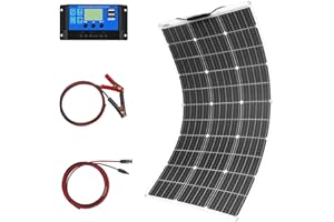 YINGGUANG Monocrystalline Solar Panel Kit System 100W Flexible Solar Module 10A 12V/24V Solar Charge Controller Marine Solar Cable for Truck Roof,Off-Grid System,Camping,12V Battery,Balcony Solar System