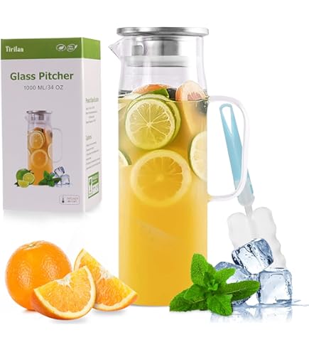 Doppelwandiger Glaskrug 1 Liter Aus Borosilikatglas - Kalt & Frost-Frei