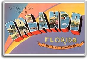 PHOTOSIOTAS Greetings From Orlando City Beautiful, Florida - Vintage 1940s Postcard fridge magnet - Calamita da frigo