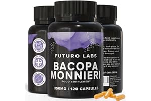 FUTURO LABS Bacopa Monnieri Capsules 350mg - Brain/Memory Supplements - Made in The UK - 4 Month Supply - Vegan, Non-GMO, Gluten-Free. Natural Ayuverdic Supplement Bacopa Extract