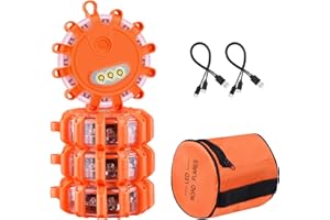 MUGUST Rechargeable USB C Gyrophare Balise De Signalisation Lumineuse LED avec 9 modes Lampe d'Avertissement Clignotant Eclairage d'urgence Voiture,Type C chargeur clignotant lumière d'avertissement (4)