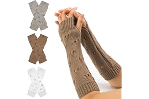XEPST 3 Pairs Winter Arm Warmers Y2K Fingerless Gloves for Women, Thermal Mittens Wrist Gloves Wrist Warmers Gothic Gloves with Thumb Holes for Women Girls Autumn Winter Office Typing, Hollow Heart