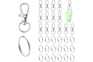 GYXCELC Moschettone Portachiavi Metallo,200 Pezzi Moschettoni Piccoli Multiuso,100 Anelli Portachiavi e 100 Moschettone Girevole, Ganci per Portachiavi fai da te per Bigiotteria (Argento)