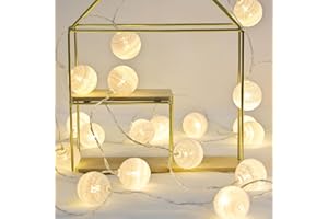 KWODE KWDOE 3.5m Cadena De Luces Para AlgodóN Bola, Guirnalda Luminosa Con Bolas De AlgodóN, Bolas De AlgodóN Luces Decorativas HabitacióN, DecoracióN De/Navidad/Fiestas (4cm blanco)