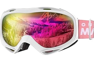 OutdoorMaster Masque de Ski OTG - Anti-Buée Lunettes de Ski, Anti-poussière Coupe-Vent 100% protection UV400 Masques de Snowboard pour Hommes & Femme,Garçons et Filles