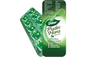 Dabur Perły Pudin Hara - 30 pereł (3 x 10 na pasek), miętowy smak, ajurwedyjski naturalny środek szybkiego działania na ból brzucha, gaz i nietrawienie