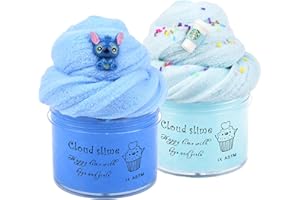 BASYWIIM Cloud Slime Kit - 2 Pack Fluffy Slime, Soft and Non-Sticky, for Kids Party Favors and School Education, Birthday Gifts Ideas for Girls and Boys, DIY Putty Slime Stress Relief Toy