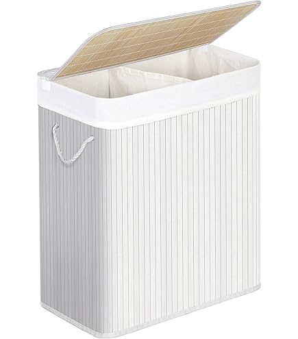 SOLEDI Dubbele Wasmand Met Deksel en Uitneembare Waszakken - Grote Opvouwbare Opbergmand Voor Wasgoed - 145 Liter, Grijs