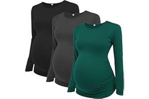 Love2Mi Damen Umstandsmode Lange ärmel 3er Pack Umstandsshirt