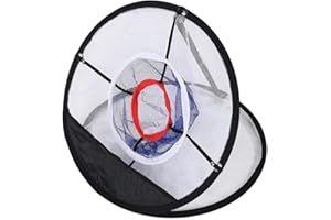 Huairdum Golf Chipping Net, Black Nylon Mesh Folding Golf Three-layer Cutting Rod Net Storage Chipping Net Balls Collector Bracket Bag Training Accessory Practice Net for Outd