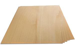 WoodPress® Impiallacciatura in vero legno di faggio, confezione da 6 fogli, formato A4 (circa 21 cm x 29 cm), impiallacciatura per intarsio, modellismo e riparazione di mobili