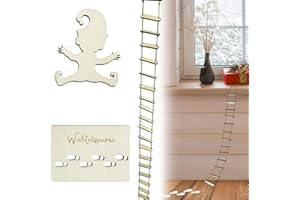Coffee Life Plus Plantillas Huellas Gnomo,Plantilla de Gnomo,Huellas de Elfo,Plantillas Navidad Madera Accesorios con Escalera de Cuerda,Reutilizable Plantilla Huella Navidad,Decoracion Navideña (B)