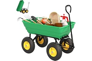 Outsunny Carrello da Giardino 75L in Acciaio e PP con Vasca ribaltabile e Maniglia da Trasporto, 109x52x94 cm, Verde Scuro