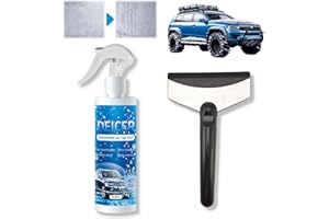 Ganbaro Deicer Car Windscreen Spray, 250ml De Icer Spray for Car, Fast and Effective Deicer Spray, Defrost Spray for Car with Silicone Spatula for Car Windshields, Rearview Mirrors, Headlights, Doors