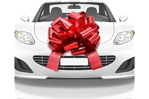 Mata1 - Huge Car Bow - Red, 18 inch - Big Gift Wrapping Bow for Large Gift Decoration, Giant Indoor/Outdoor Bow with 2 Ribbon Tails and 4 Stickers (No Magnets that Scratch)