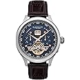 Thomas Earnshaw Baron Men's Watch – Automatic Open-Heart Movement, Grand Date Calendar, 43mm Stainless Steel Case, Leather Strap, 50m Water Resistant, ES-8187