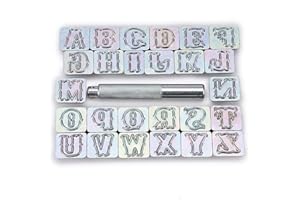 IGNPION Kit de gaufrage en cuir de 19 mm avec lettres de l'alphabet - Outil de poinçonnage pour porte-clés en cuir fait à la main, sac, portefeuille