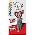 LICK E LIX BEEF TASTY YOGHURT CAT KITTEN TREAT SNACK 5 X 15G SACHETS