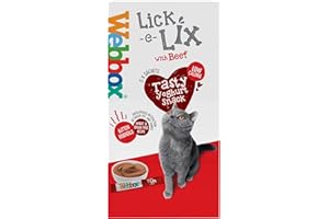 WUNDAPETS LICK E LIX BEEF TASTY YOGHURT CAT KITTEN TREAT SNACK 5 X 15G SACHETS