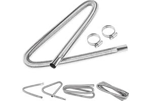 Swpeet 3Pcs 1" x 47" - 25mm x 120cm acier inoxydable Diesel chauffage tuyau d’échappement avec 18mm-29mm Kit de brides de tuyau, réservoir de carburant Air chauffage tuyau d’échappement pour voiture