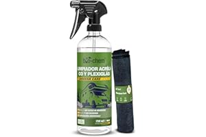 BIO-CHEM CLEANTEC Bio-Chem - Limpiacristales acrílico y plexiglás 750 ml + paño de Microfibra - Limpiacristales para caravanas, autocaravanas y automóviles - Spray líquido para la Limpieza de Cristales de automóviles