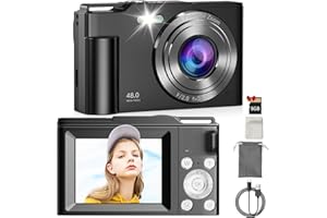 MaxMango Macchina Fotografica Digitale 48MP FHD 1080P Fotografica Anti-Shake Fotocamera Vlogging con Zoom Digitale 16X Ricaricabile, 2,4" Fotocamera Compatta per Bambini Adolescenti Principianti