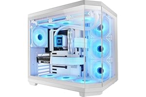 Mars Gaming MC-3TCORE, Caja Gaming Custom ATX, Triple Ventana Cristal Templado Extraíble, Cámara Dual, Semitorre Compatible con Placas Base de Conector Inverso, Soporte Refrigeración Líquida, Blanco