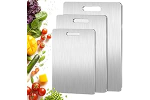 JMGRTYT Titanium Cutting Boards 3 PCS, Double Sided Pure Titanium Cutting Board | Easy to Clean | Cutting Edge Hygiene & Durability | Food-Grade Raw & Cooked Foods or Outdoor Camping Chopping Board