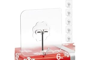 Menz selbstklebende Haken – 6 Stück Klebehaken extra stark, wetterfest und rostfrei, 180° drehbar, für Weihnachtsdekoration, Küche, Bad, Wand und Decke
