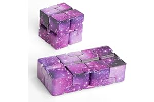 haipky Haiky Infinity Cube Mini Hand Held Finger Fidget Puzzle Toys Stress Anxiety Relief for Adults Kids ADD ADHD Good Gift Killing Time and Fun Magic (Purple Galaxy)