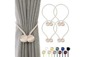 TopHomer 4 Stück Magnetische Vorhang Raffhalter, 10 Farben | Für Wohn-/Schlafzimmer, Bad & Esszimmer, passt zu Vorhängen/Gardinen/Duschvorhänge (Beige)