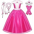 Pink Princess Dresses for Girls Toddler Costume Dress Up with Accessories Cosplay Birthday Party