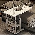 CENXI (80 * 40CM）Adjustable Standing Desk, Portable Laptop Computer Desk, Table for Bedrooms Couch Desk for Home Office Table Mobile Rolling Desk on Wheels with Storage (White)