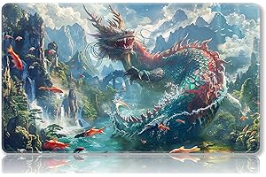 Mipikel Tapete de juego para MTG, tapete de juego con zonas, tamaño 24 x 14 pulgadas, TCG y tapete de juego de mesa para tarjetas, bolsas de almacenamiento gratis, alfombrilla de mouse (colorido 16,