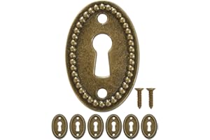 FUXXER 6 x Antique Key Signs, Lock Rosettes, Vintage Brass Design, 37 x 24 mm