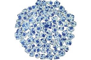 Yuvori Carreaux de mosaïque irrégulière en porcelaine bleu et blanc, 0,5 kg, fait à la main, salle de bain, salon, cuisine, extérieur (01, taille M)