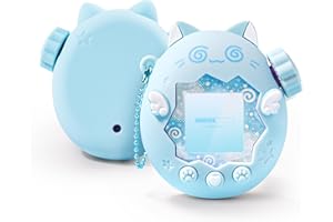 GeekShare Silikonfodral kompatibelt med Tamagotchi Paradise, mjukt skyddsfodral, knappkapslar, pärlhalsband och klistermärken, reptåligt skal, komforthandtagsset (Circle Cat