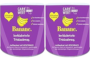 ‎CARE-WERT Zunehmen mit Care-Wert Energy ® hochkalorische Trinknahrung 600g Pulver zum Anrühren von 20 Trinkmahlzeiten a 200 ml, 3-4 kcal pro g, Weight Gainer, 2x Banane (600g)