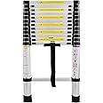 SAILUN 3.8M Telescoping Ladder, Aluminum Telescopic Extension Tall Multi Purpose Loft Ladder, 330 pound/150 kg Capacity, Silver