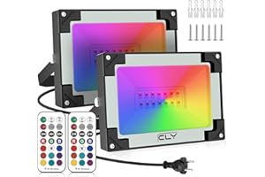 Reflektor RGB CLY 25 W LED, 2 sztuki z pilotem zdalnego sterowania, 12 kolorów, 24 tryby pracy, funkcja pamięci, reflektor RGB, IP66, wodoszczelny, zmiana koloru, możliwość ściemniania, reflektor na