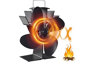 CLUHERTVY Kaminventilator für Holz/Holzbrenner/Kamin/Heizung, nicht Elektrisch, Leise, Umweltfreundlich, Schwarze Ofenventilatoren, Zirkulierende warme Luft, 4-Flügel-Upgrade-Design (Übergröße, Anzahl, 4)