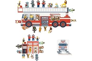 ‎JP JOURNEY JP Journey Tonie Regal Junge Mädchen - Wandregal Magnet Aufbewahrung für Figuren, Sehr Leicht aus Forex, 60 x 23 cm (Feuerwehr-Set mit Box-Halter)